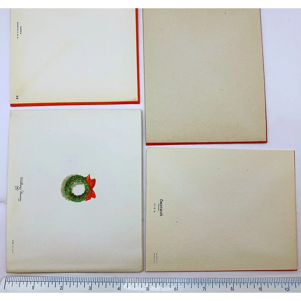Vintage Season's Greetings Christmas Holiday Card Lot of 4-Unused-USA 1940s-50s